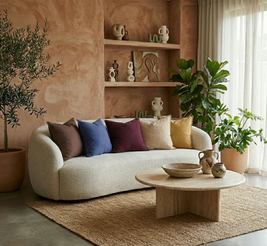 Aura Linen Cotton Cushion 55cm Square - Warm Umber