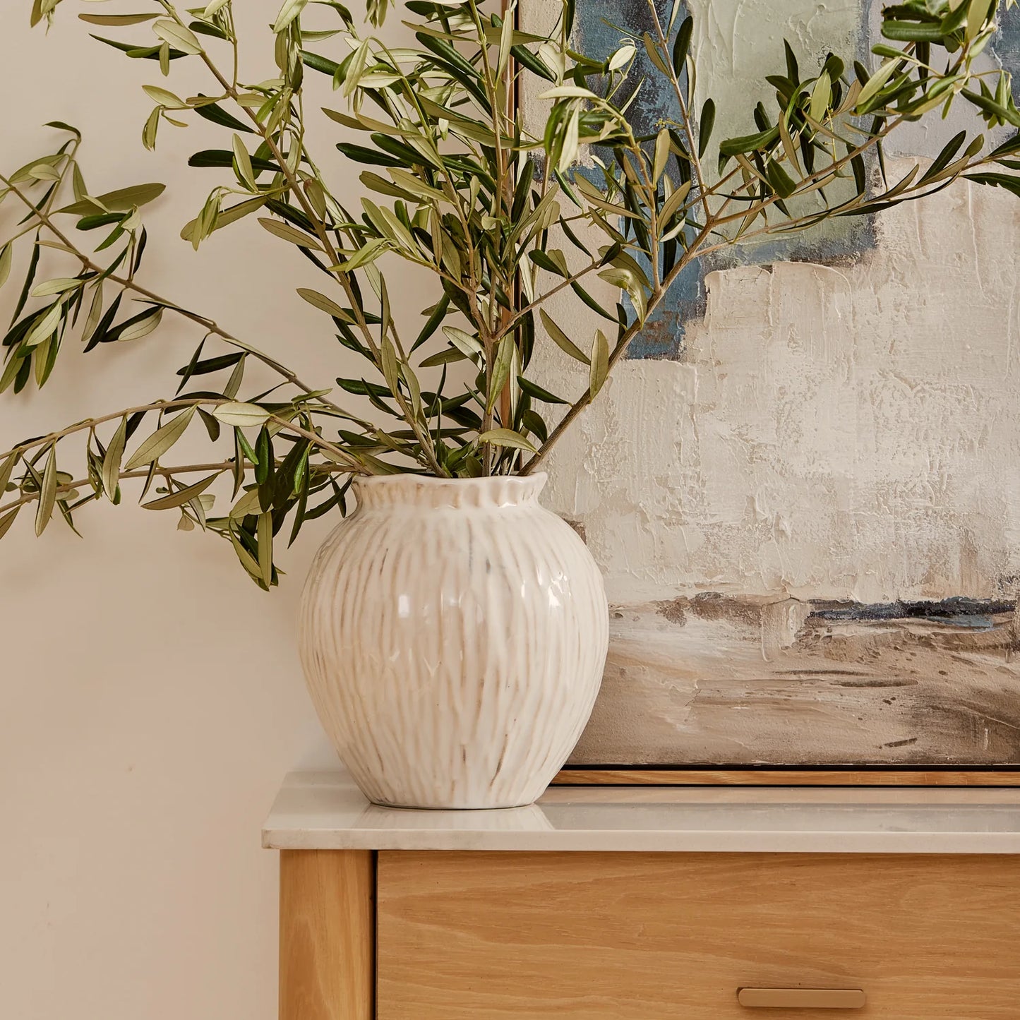 Jarah Textured White Vase