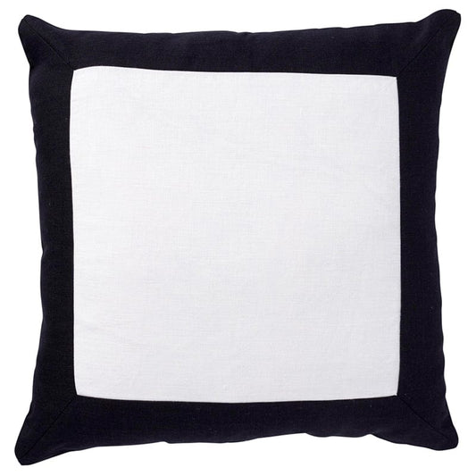 Linen Border Cushion Black 50 x 50