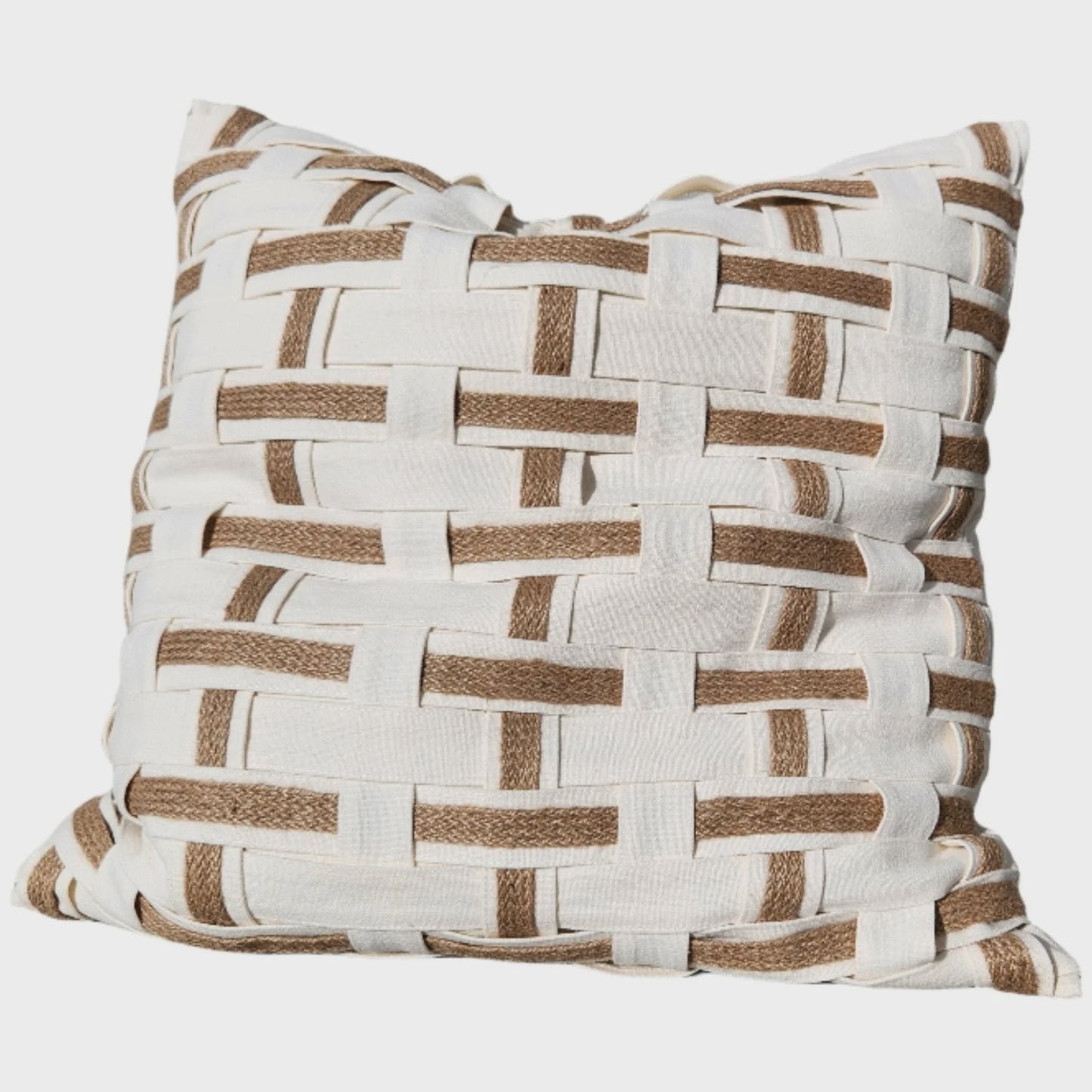 Malta Jute Linen Cushion 55cm Square - White | Natural