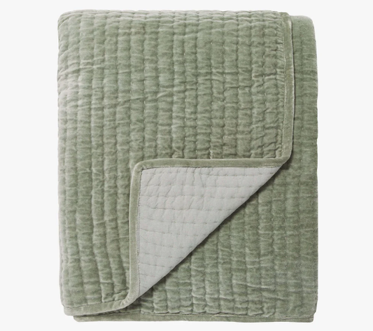 Cino Cotton Velvet Quilt - Fern 220x240cm QUEEN/KING
