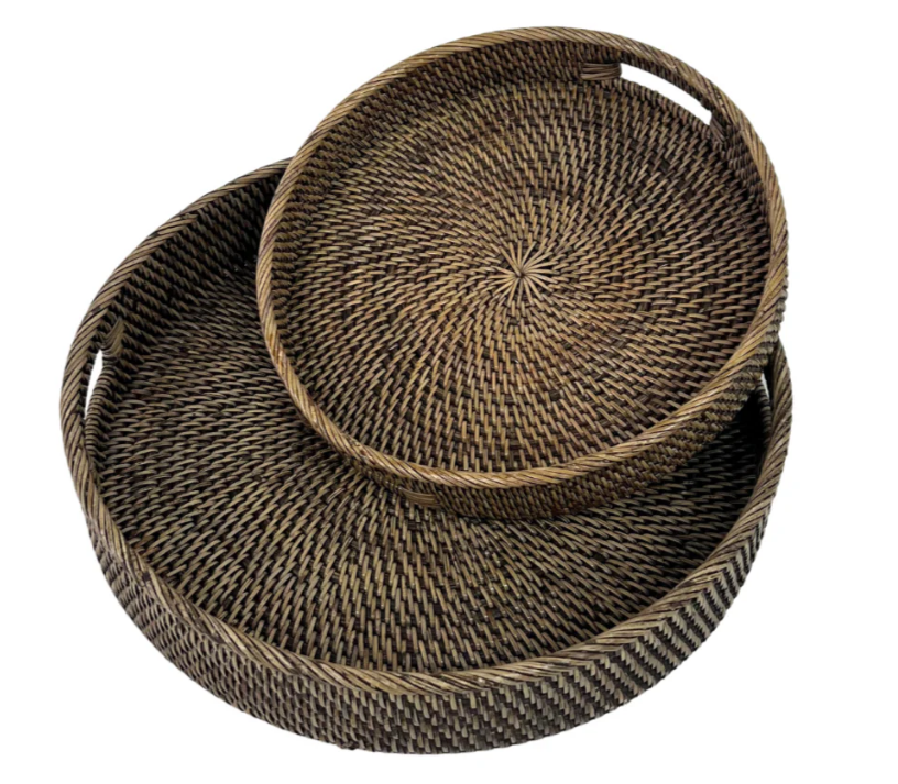 Round Rattan Tray Large - Brown 40cm