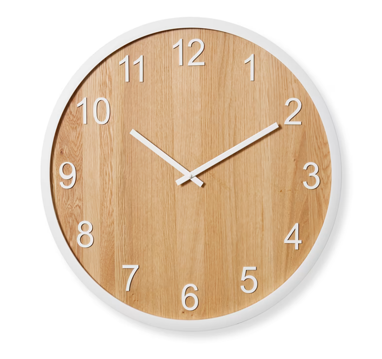 Bryden Wall Clock, Natural/White 40cm