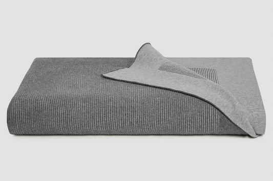 Reversible Rib Pure Cotton Throw - Grey/Dove 130x210cm