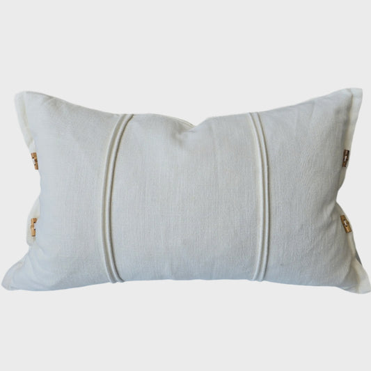 Alora Linen Cotton Cushion 40x60 Lumbar - White | Wooden