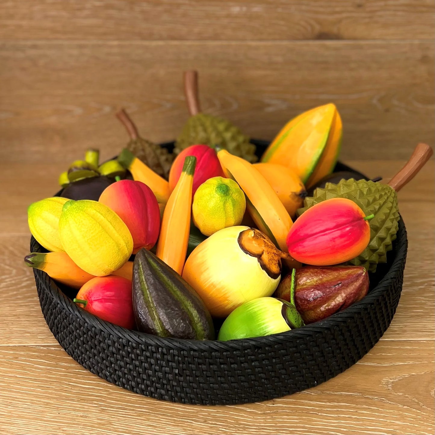 Round Rattan Tray Black 40 cm