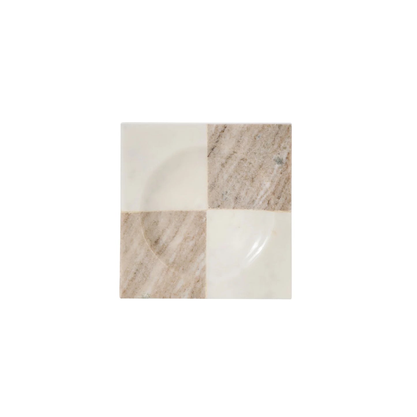 Sachi Check Dish White & Beige 15x15