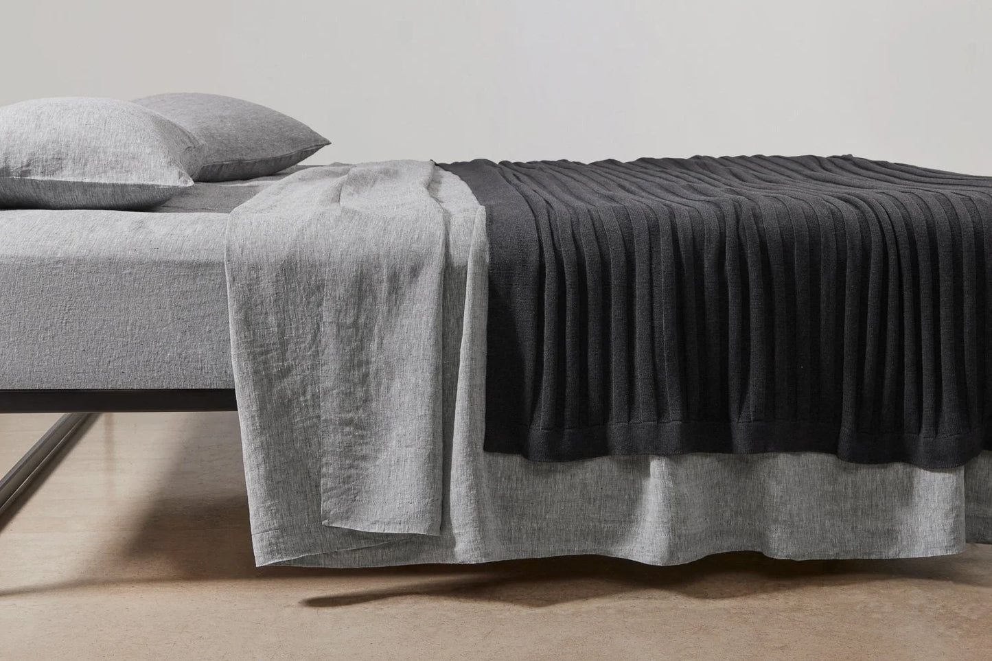 Flat Rib Cotton Throw - Black 130x210