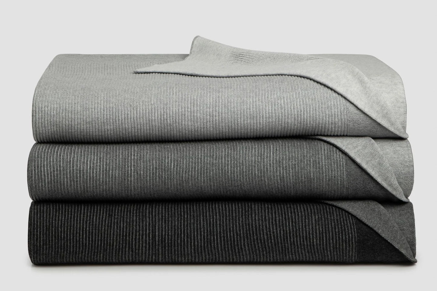 Reversible Rib Pure Cotton Throw - Grey/Dove 130x210cm