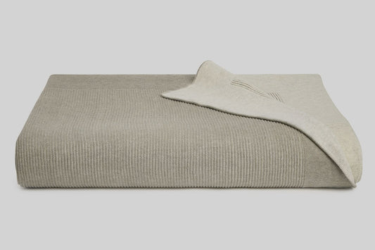Reversible Rib Pure Cotton Throw - Wheat/Sand 130x210
