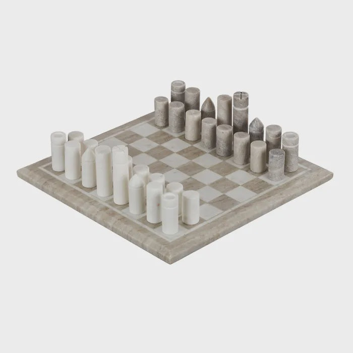 Gambit Marble Chess Set 30x30x10 - White/Beige