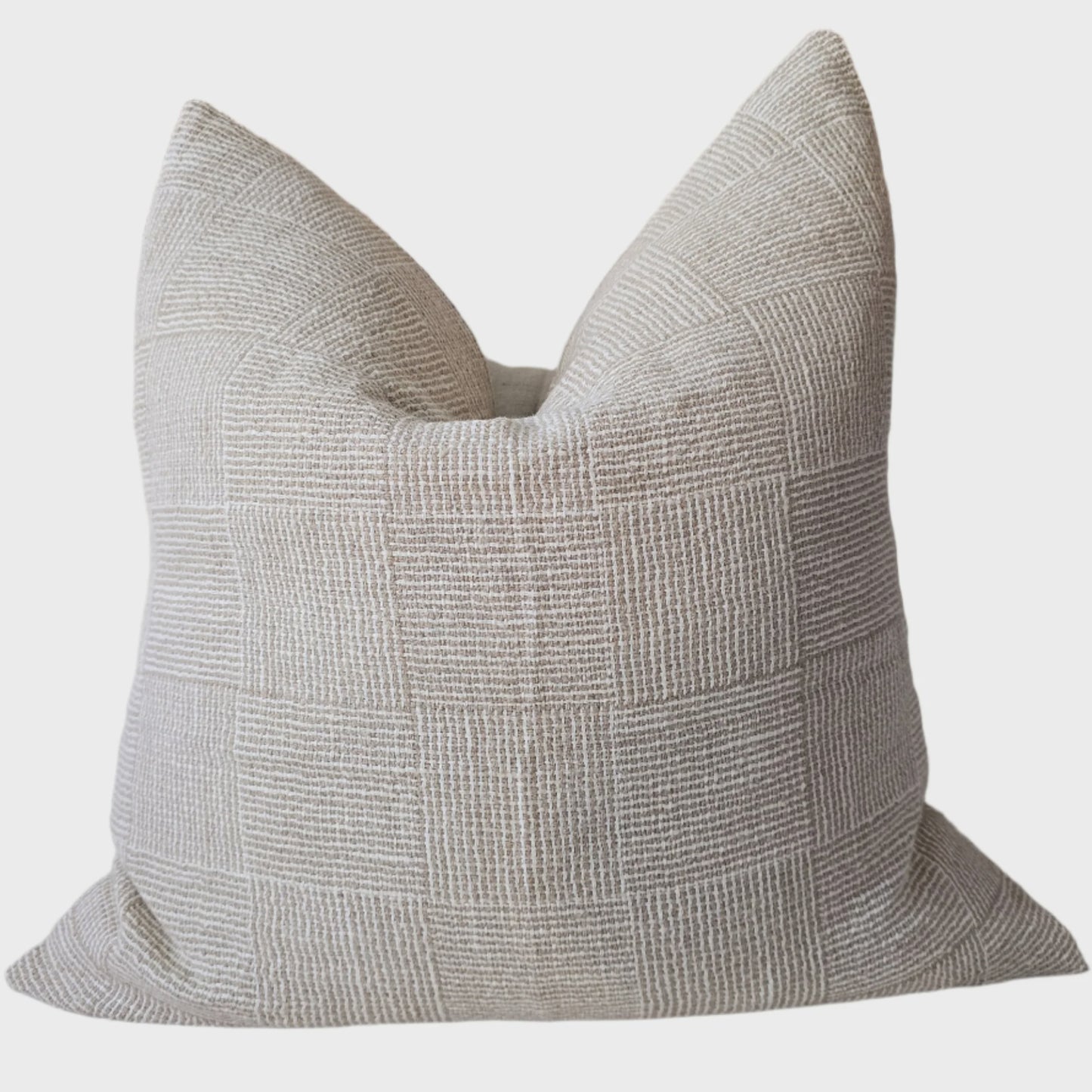 Marly Yarn Dyed Handloomed Linen Cushion 55cm Square - Natural White Geometric