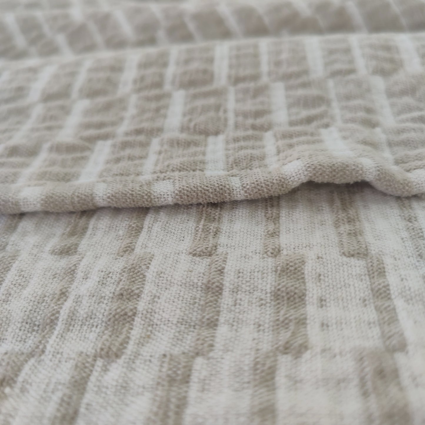 Mosaic Jacquard Double Sided Linen Cotton Throw 220x150cm | Mocha