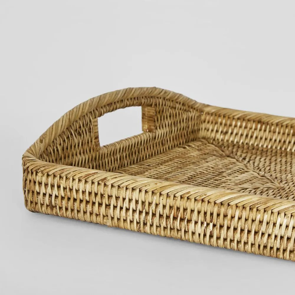 Paume Rattan Rectangle Tray - Natural, Medium