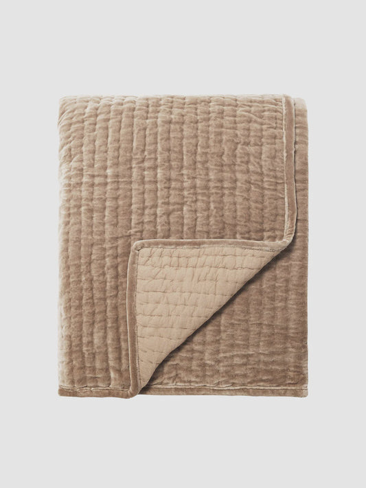 Cino Cotton Velvet Quilt - Cacao 220x240cm KING/QUEEN