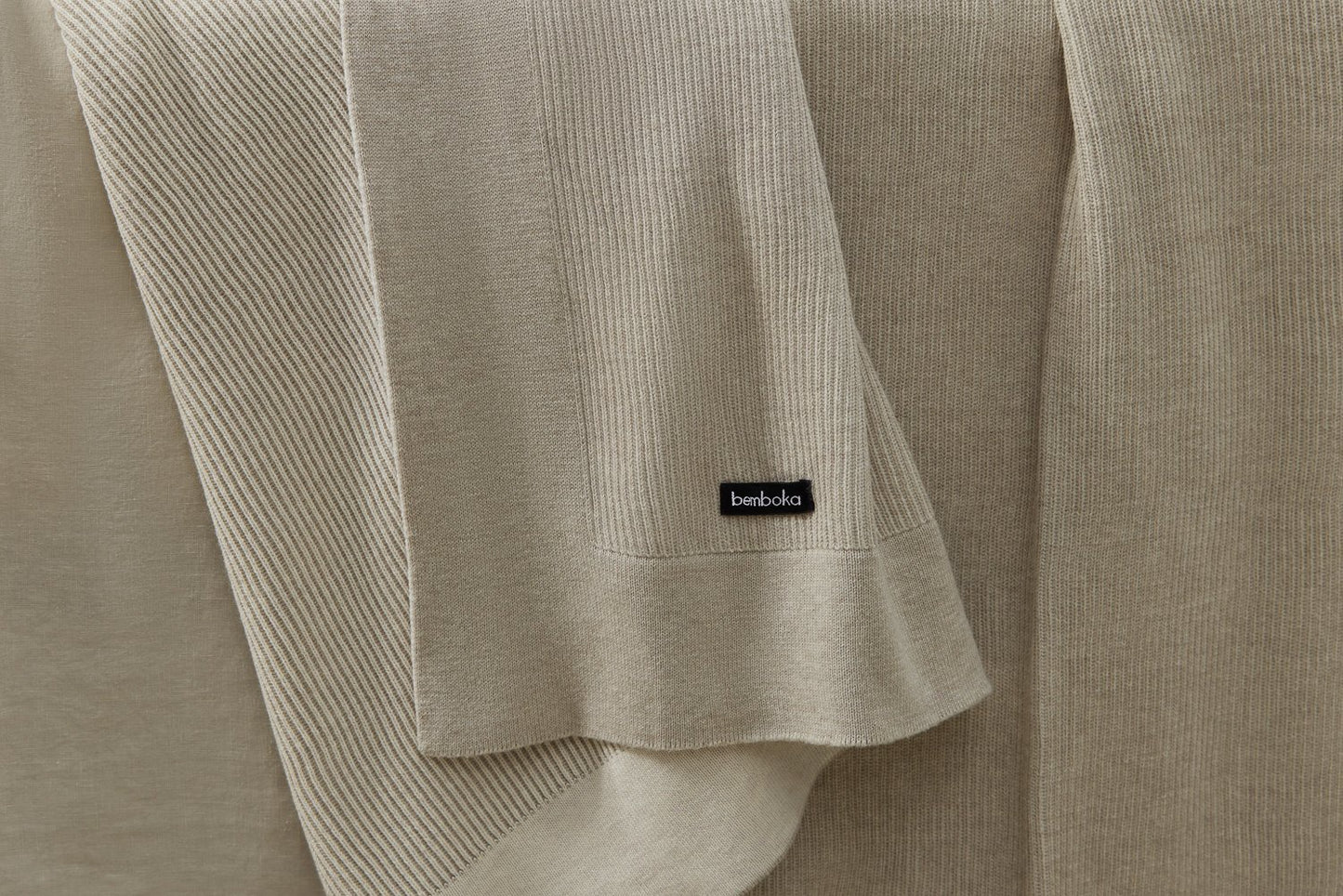 Reversible Rib Cotton Blanket KING/QUEEN Wheat/Sand