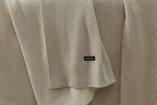 Reversible Rib Cotton Blanket KING/QUEEN Wheat/Sand