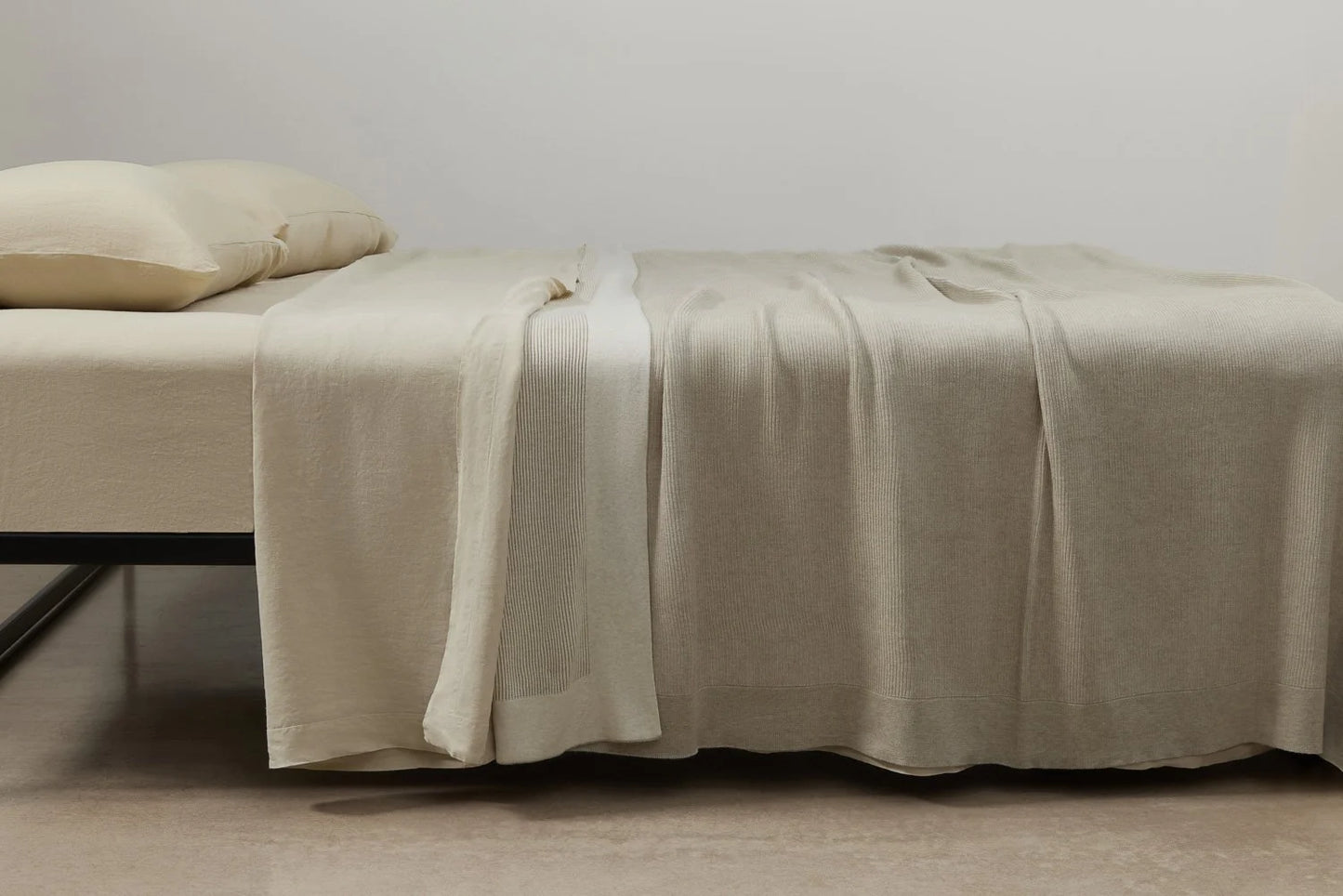 Reversible Rib Cotton Blanket KING/QUEEN Wheat/Sand