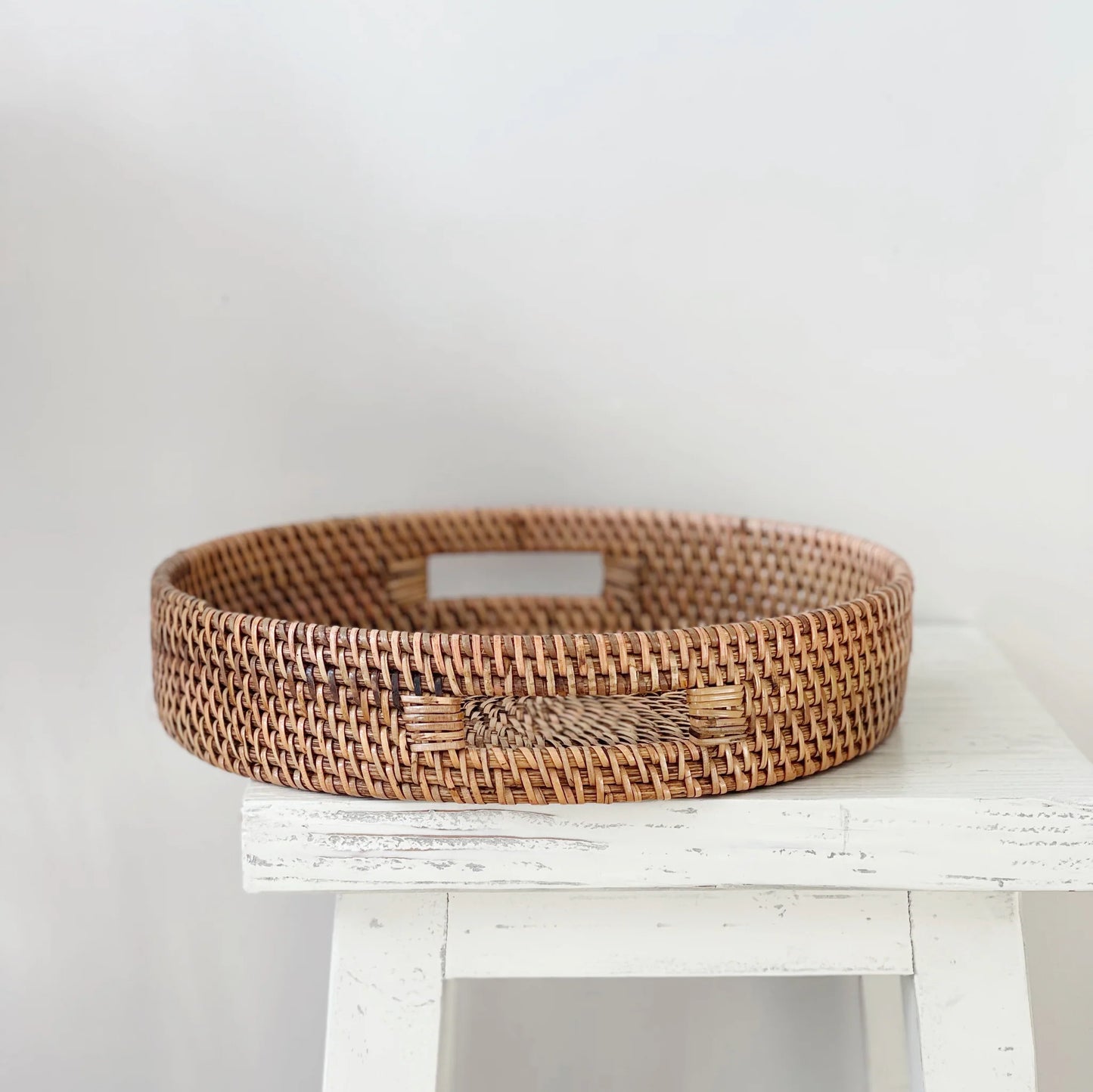 Round Rattan Tray Brown 35 cm