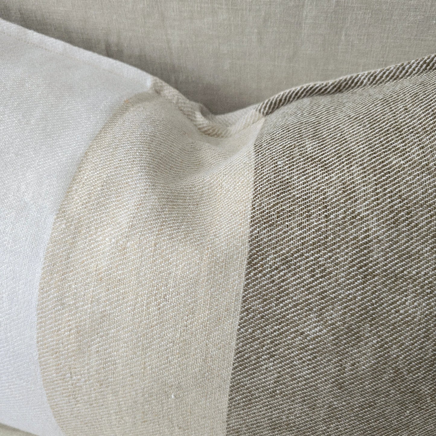 LUMERE Yarn-Dyed Linen Cushion 40x60cm Lumbar - Dried Sage | Off White | Natural