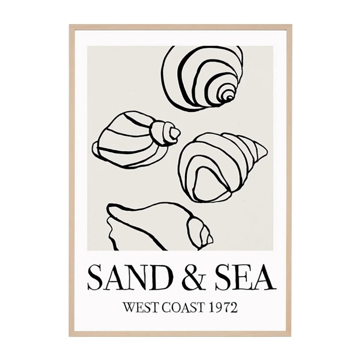 Sand and Sea Black Print 87 x 122 cm