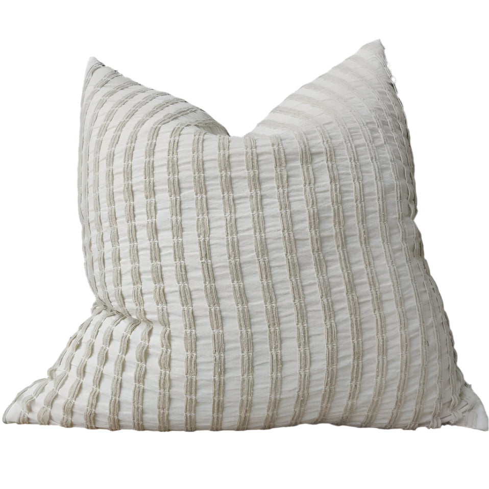 Troyes Linen Cotton Jacquard Striped Cushion - 55x55cm