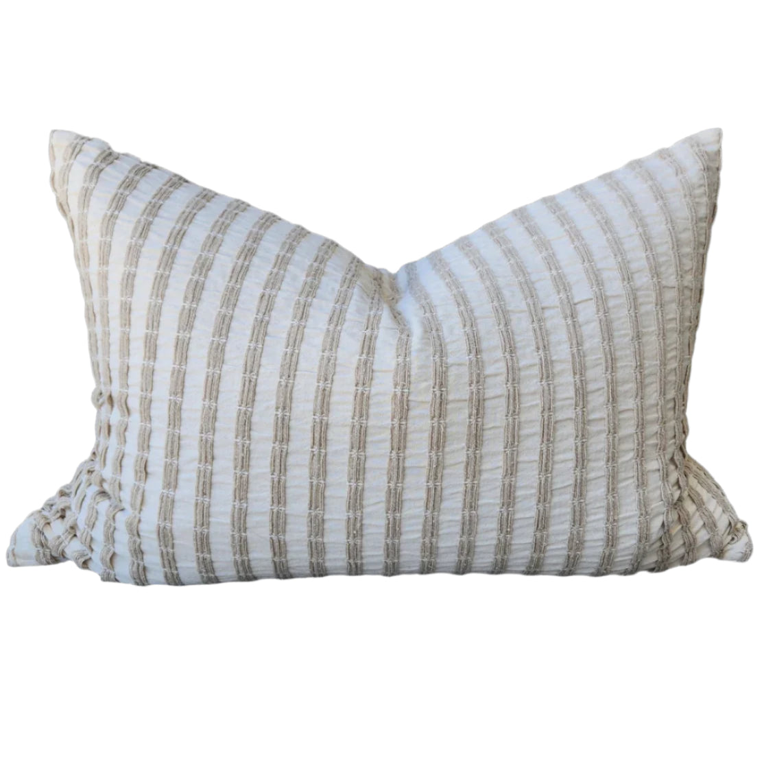 Troyes Linen Cotton Jacquard Striped Lumbar Cushion - 40x60cm