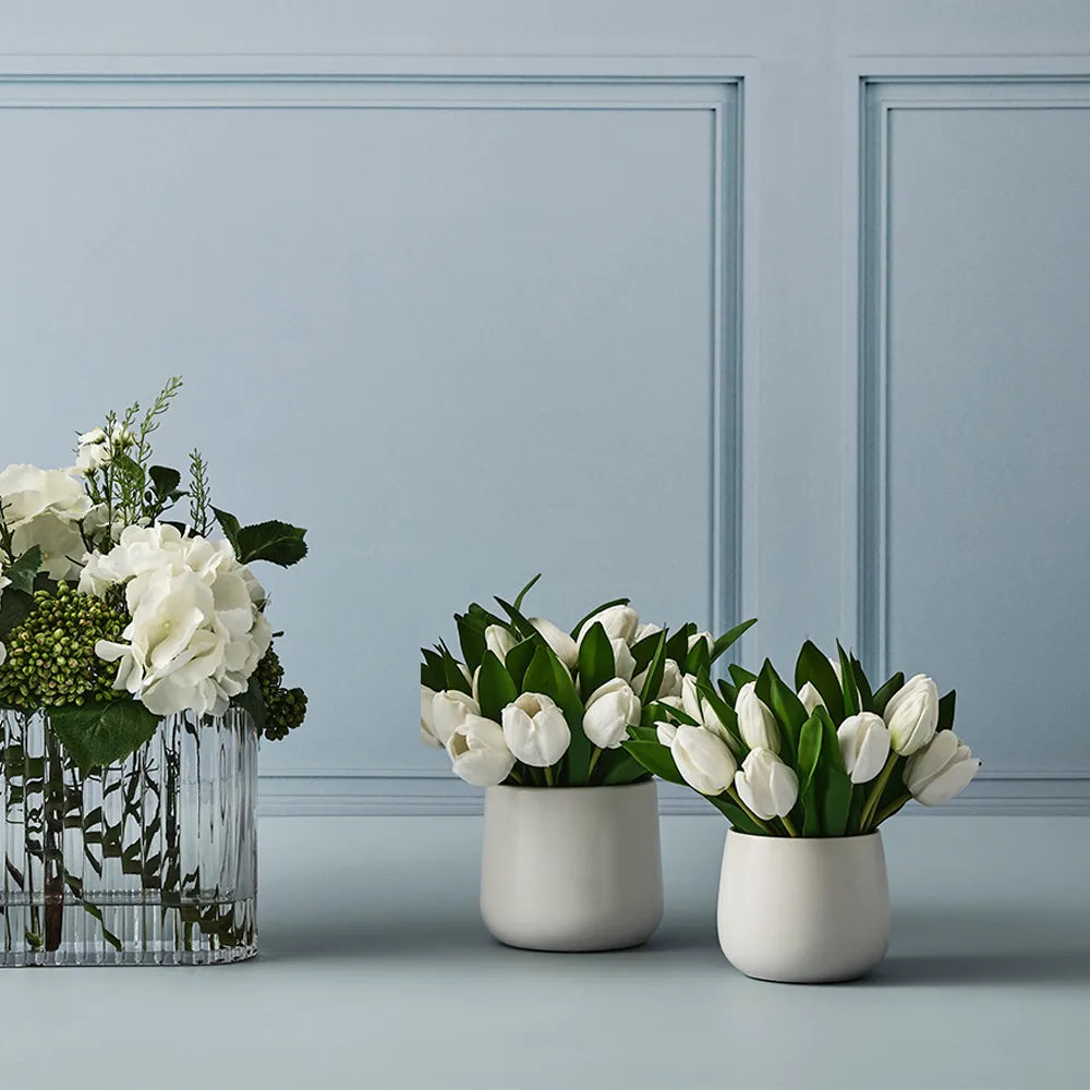 Tulip Mix in White Pot 33cm