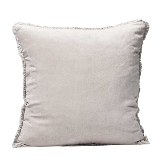 Lynette Boho Velvet Cushion Silver Grey 60 x 60 cm