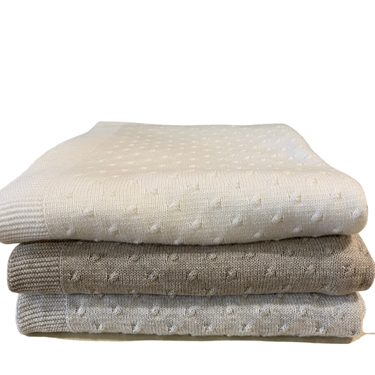 Bemboka Knot Cotton Baby Blanket - White
