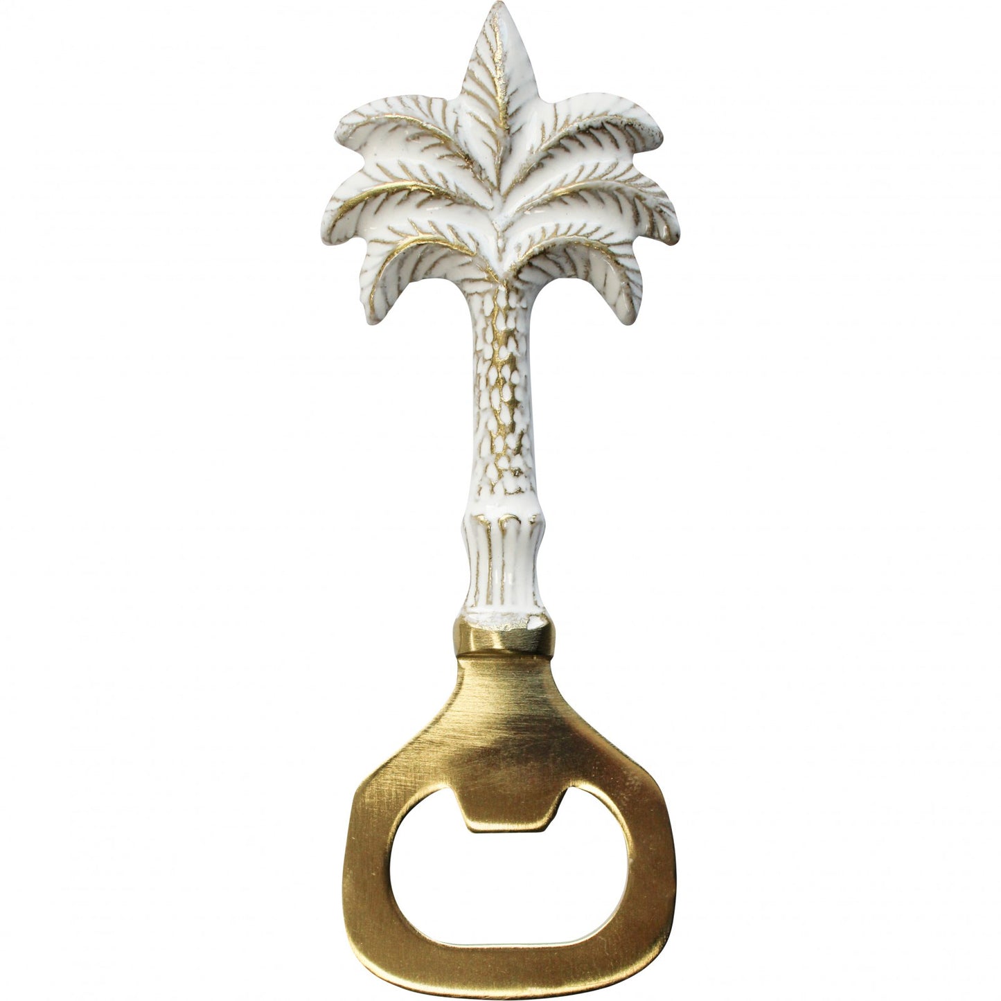 Palm Bottle Opener White/Brass