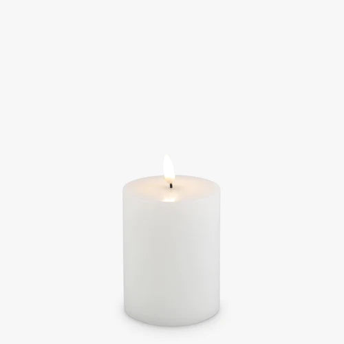Nordic White Flameless Pillar Candles 8 x 10 Small