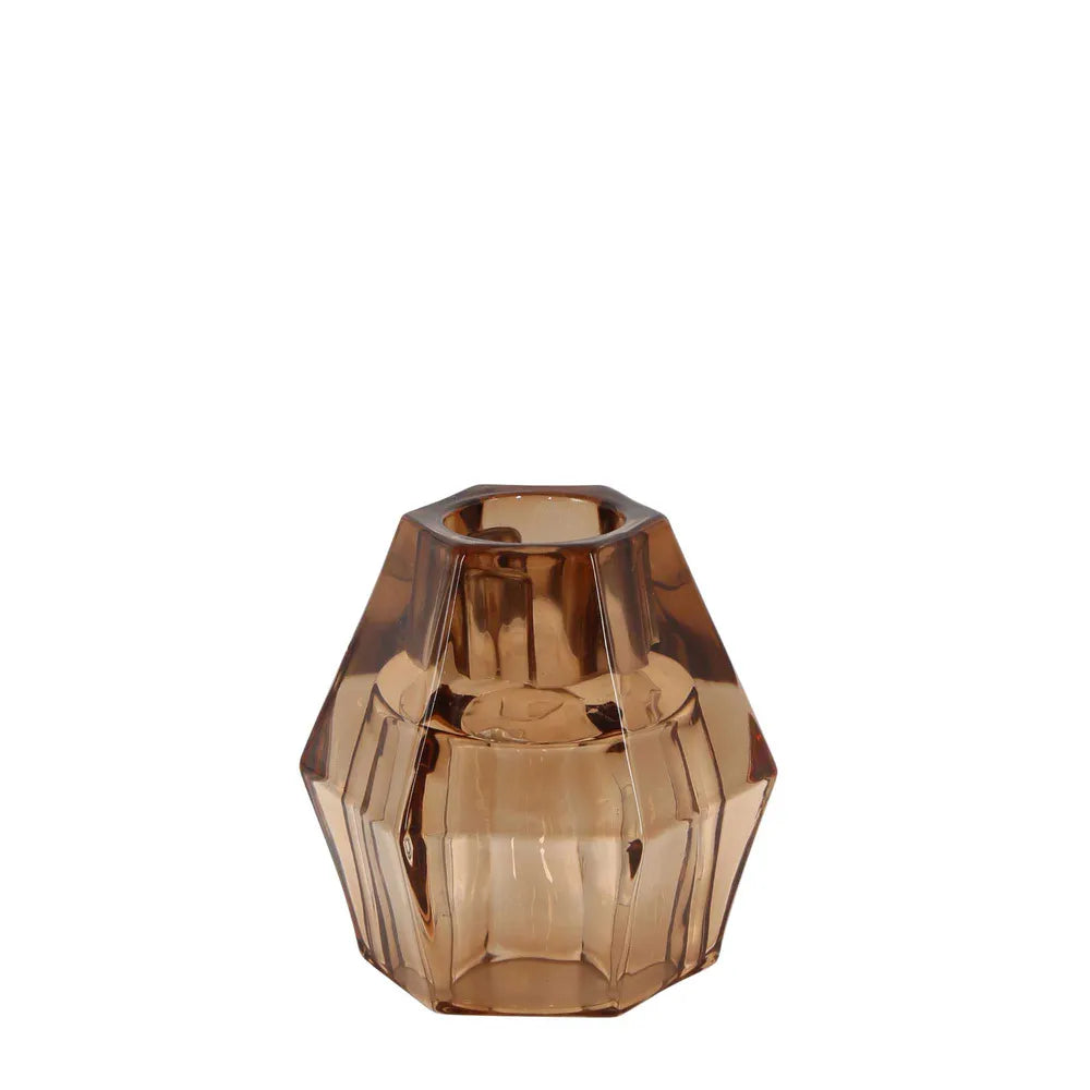 Manon Glass Double Ended Candle Stand, Brown