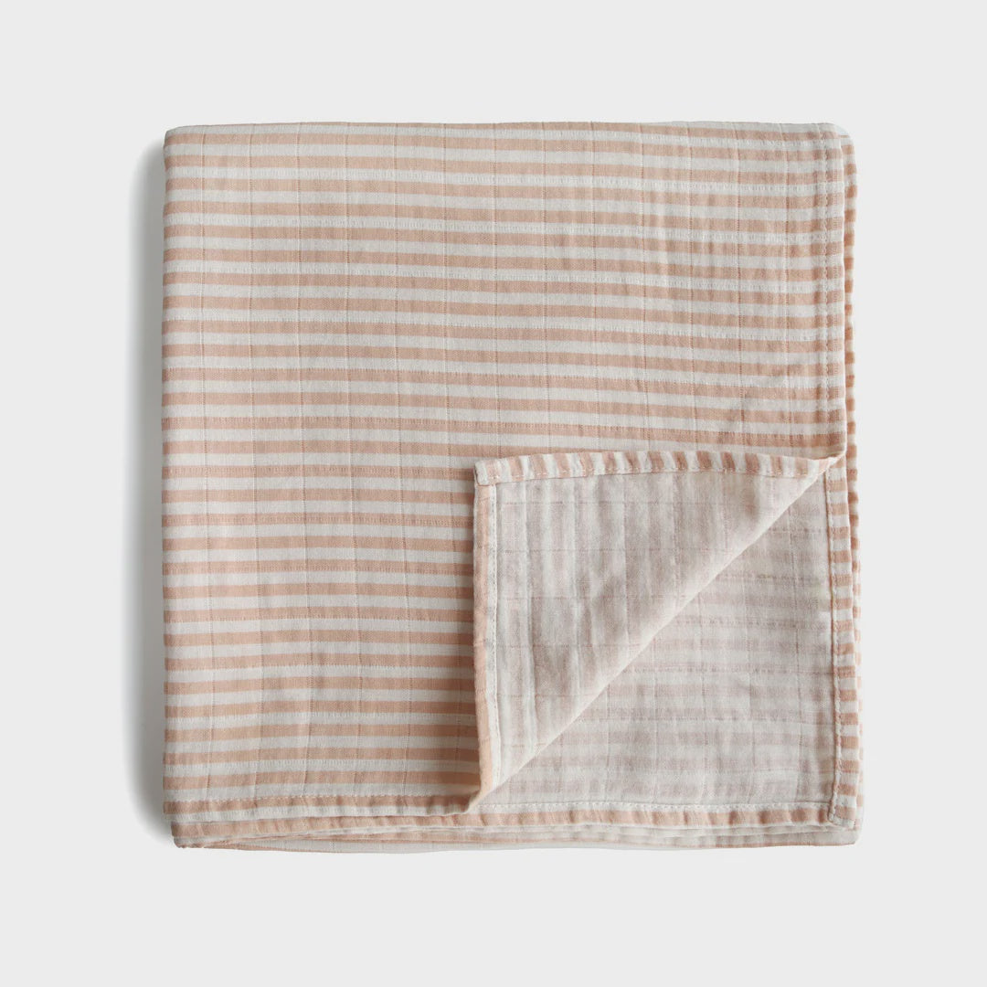 Mushie Swaddle Natural Stripe