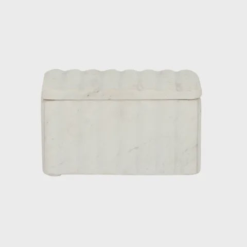 Strie Marble Box 16x10 Wht/Grey