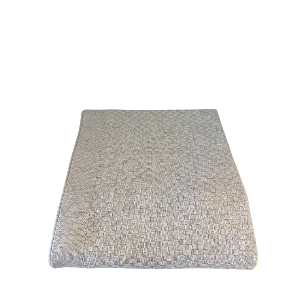 Basketweave Cotton Throw - Oyster