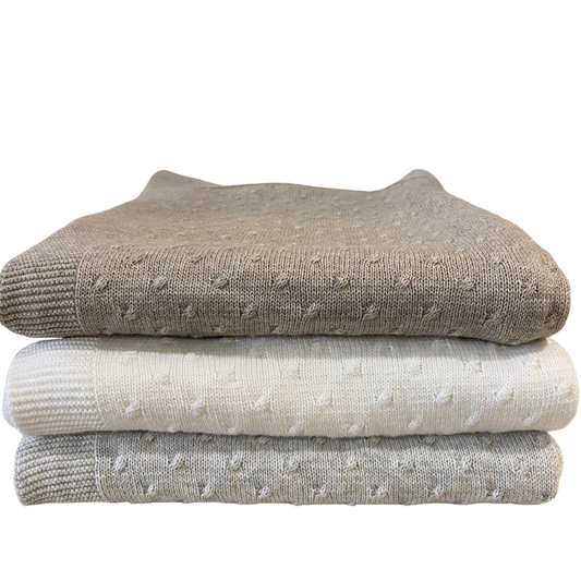 Bemboka Knot Cotton Baby Blanket - Wheat