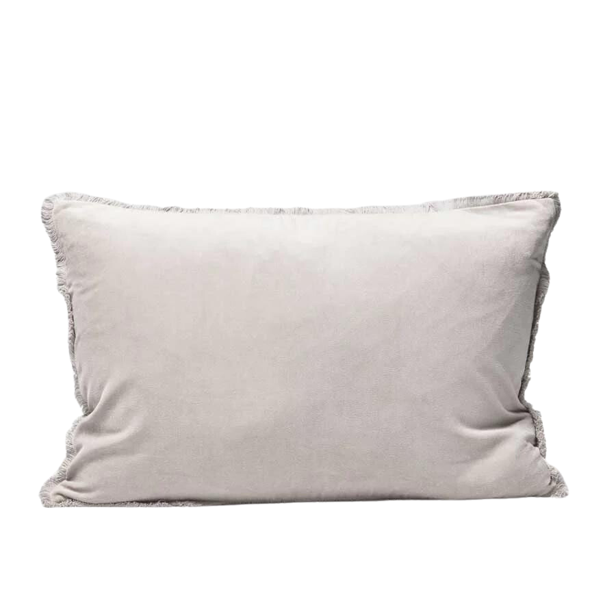 Lynette Boho Velvet Cushion Silver Grey 40 x 60cm