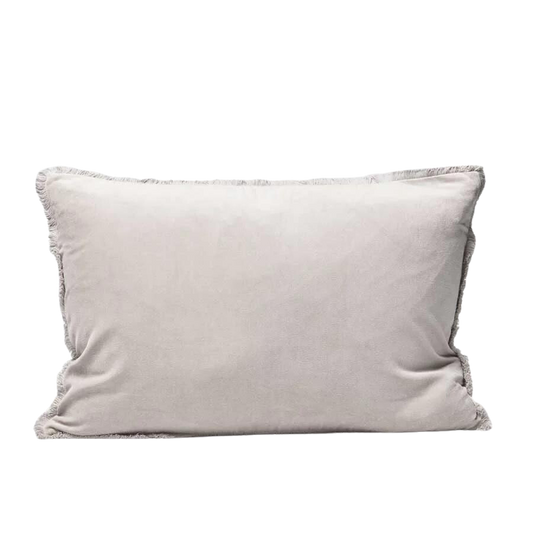 Lynette Boho Velvet Cushion Silver Grey 40 x 60cm