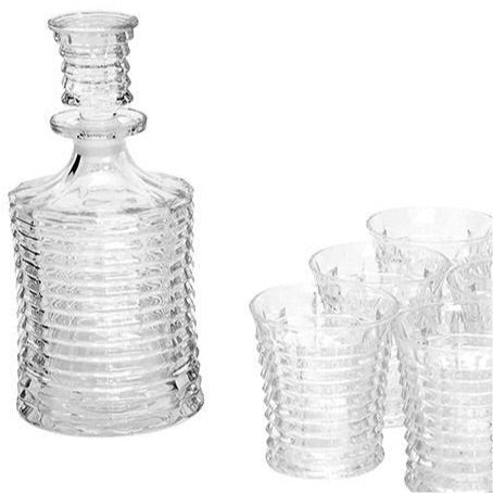 Fenwick Ribbed Decanter & Six Tumblers
