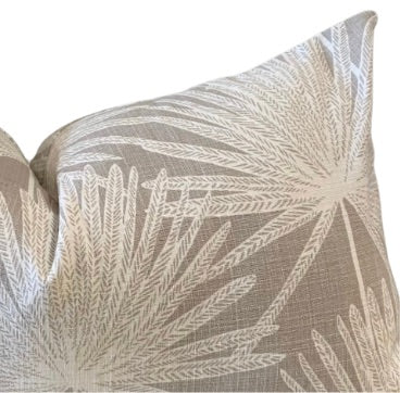 Custom Pattern Palm Camansi Mushroom Taupe lumbar
