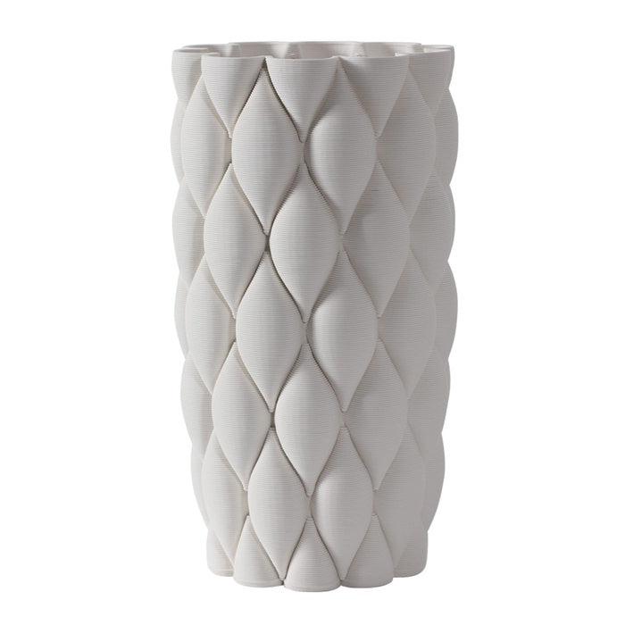 Minx Ceramic White Quilted Vase - Large