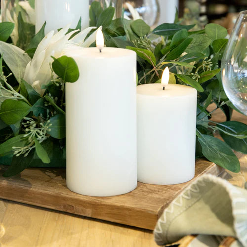 Nordic White Flameless Pillar Candles 8 x 10 Small