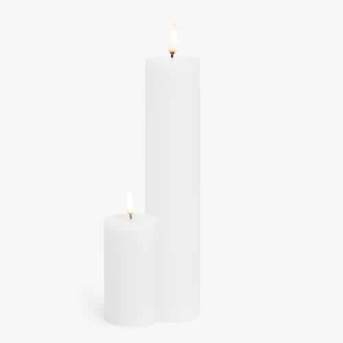 Nordic White Flameless Pillar Candles 6 x 22cm TALL