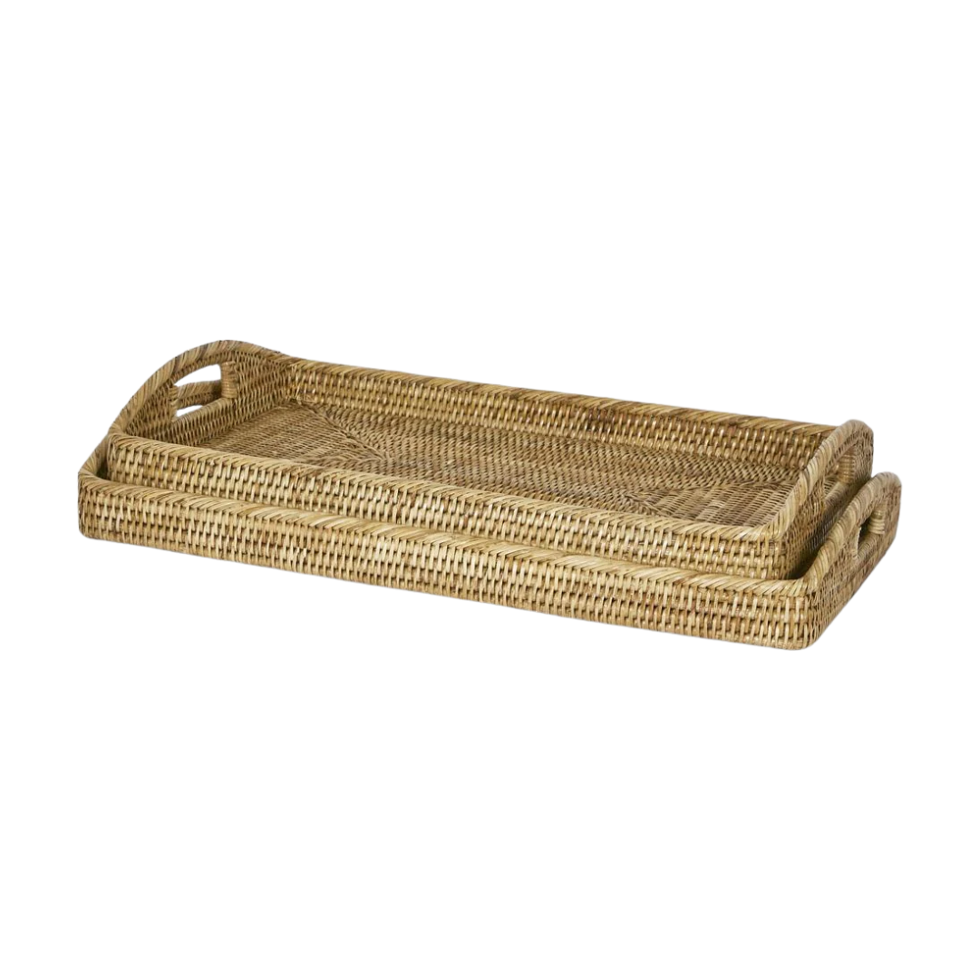 Paume Rattan Rectangle Tray - Natural, Medium