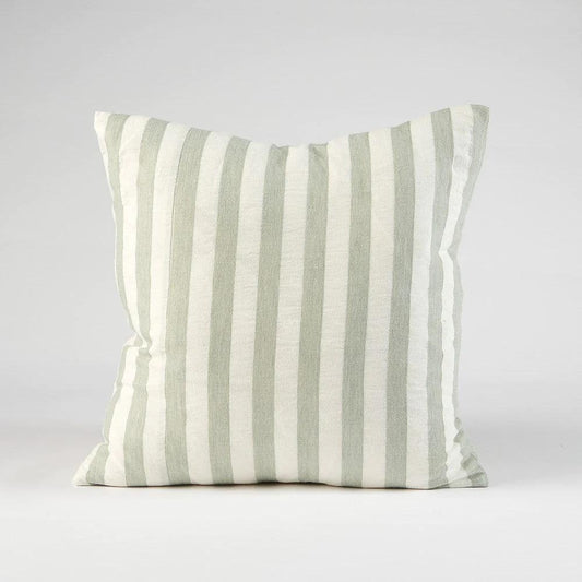 Santi Linen Cushion - Off White/Pistachio Stripe 50 x 50cm