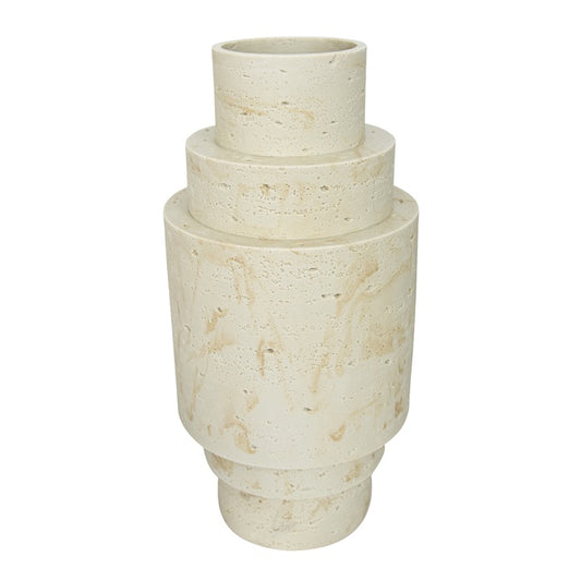 LLOYD RESIN TRAVERTINE RND VASE LRG