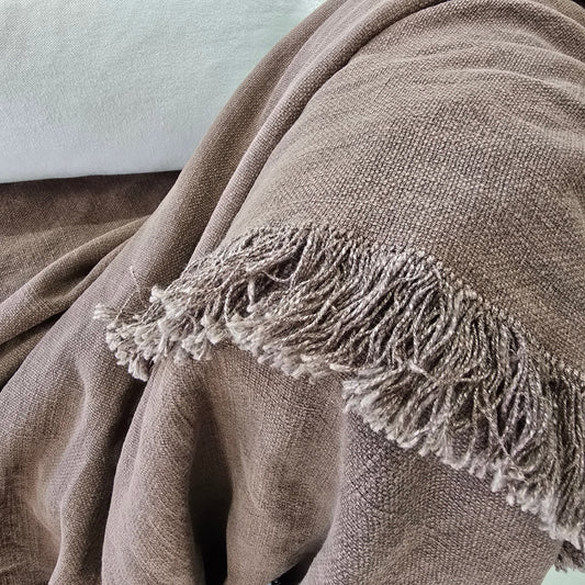 Champêtre Heavy Weight French Linen Massive Throw 140x220cm - Chocolate Brown