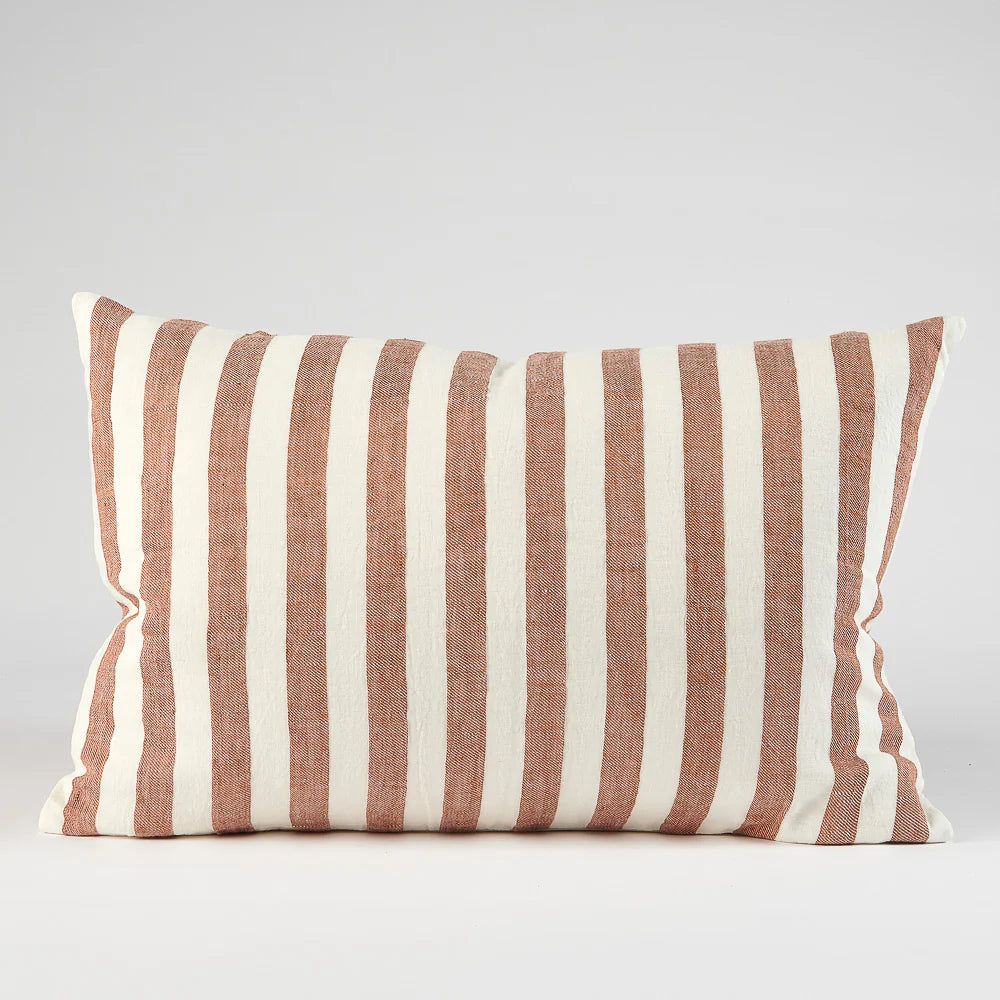 Santi Linen Cushion White & Nutmeg Stripe 40 x 60cm