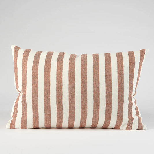 Santi Linen Cushion White & Nutmeg Stripe 40 x 60cm